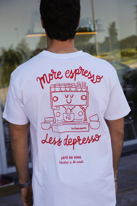 Camiseta more espresso, less depresso