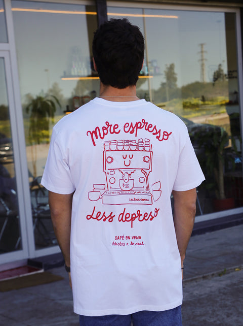 Camiseta more espresso, less depresso